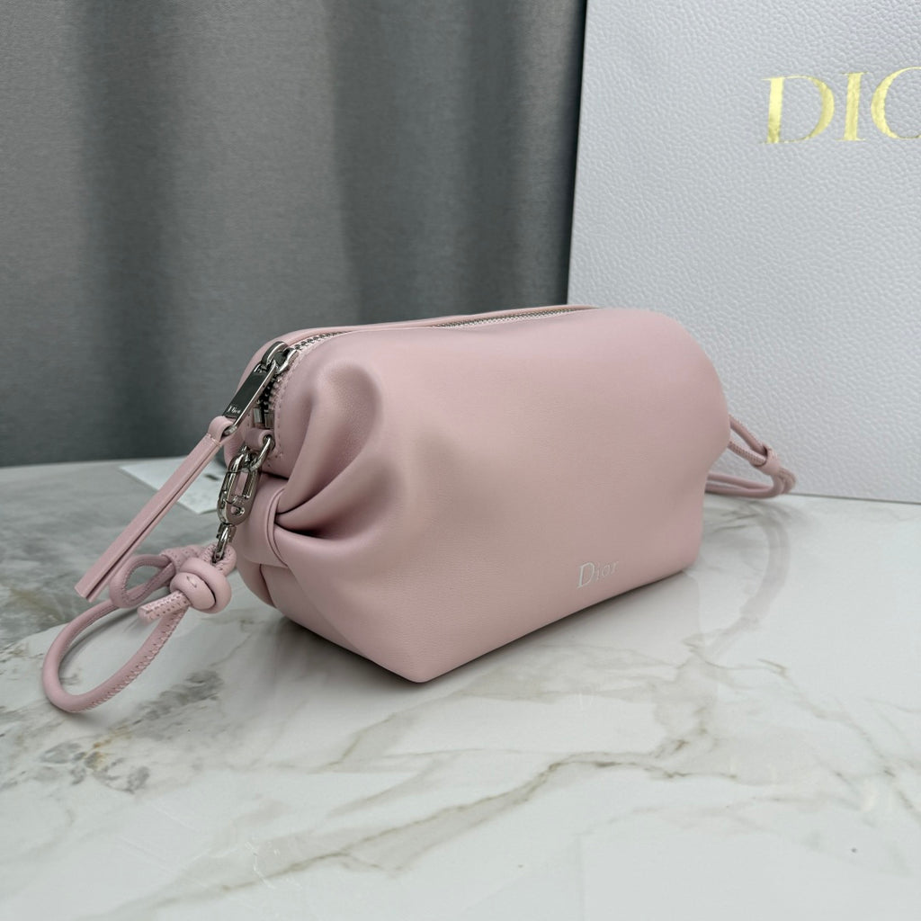 Dior D-Cushion Camera Bag — Blush Pink Ultra-Soft Lambskin with Silver Hardware