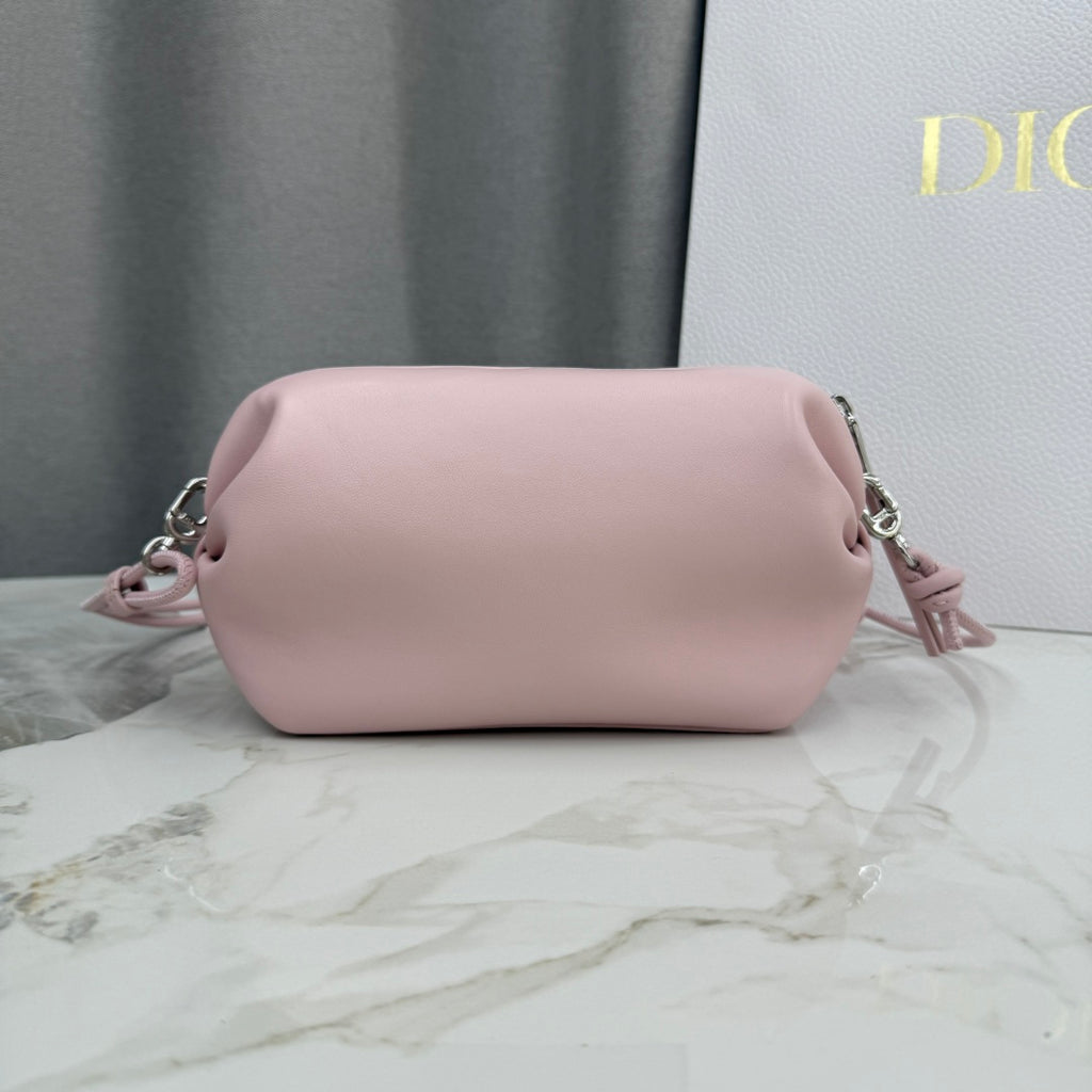 Dior D-Cushion Camera Bag — Blush Pink Ultra-Soft Lambskin with Silver Hardware