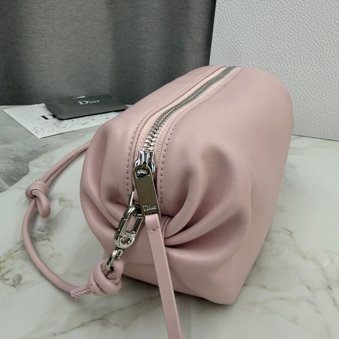 Dior D-Cushion Camera Bag — Blush Pink Ultra-Soft Lambskin with Silver Hardware