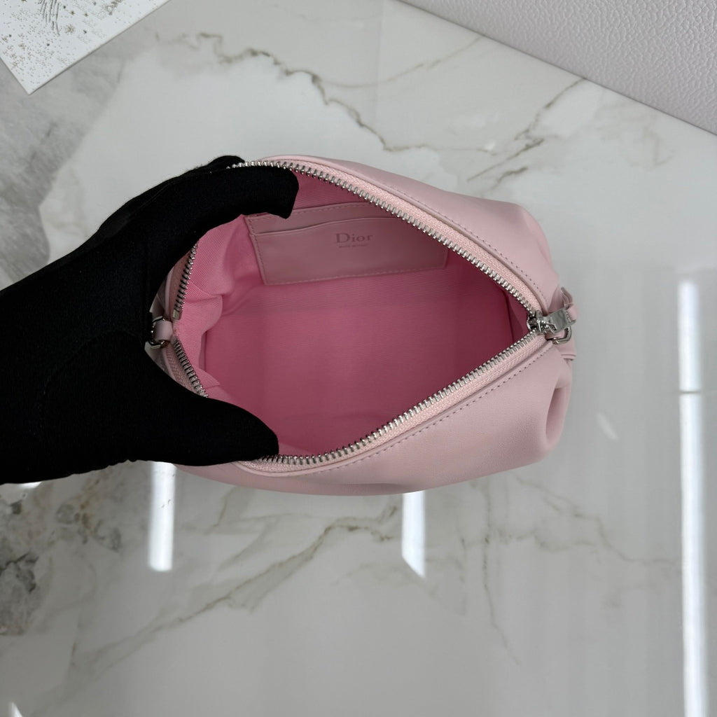 Dior D-Cushion Camera Bag — Blush Pink Ultra-Soft Lambskin with Silver Hardware