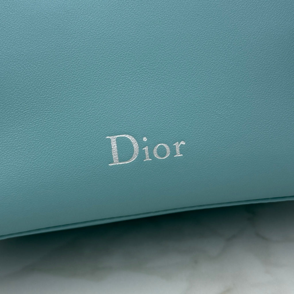 Dior D-Cushion Camera Bag — Tourmaline Blue Ultra-Soft Lambskin with Silver Hardware