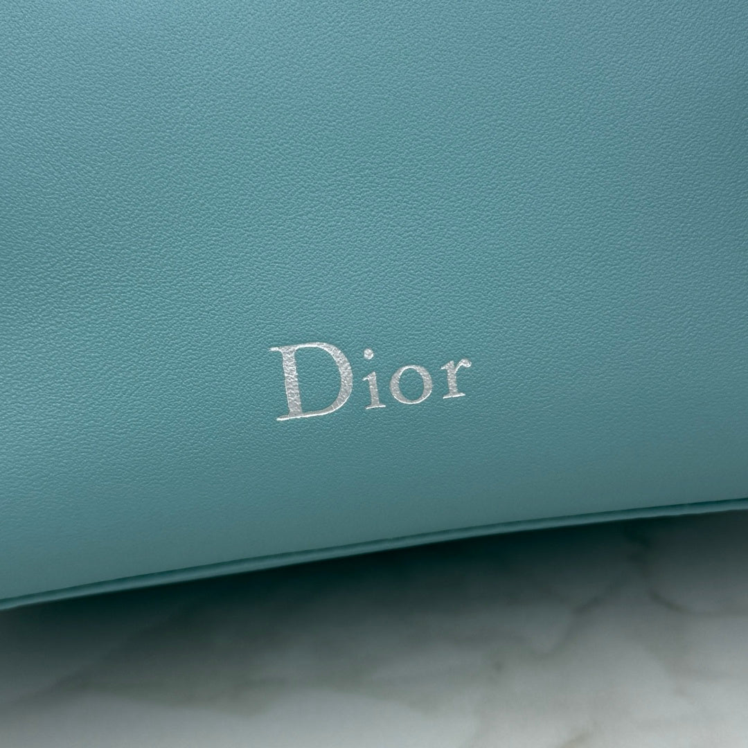 Dior D-Cushion Camera Bag — Tourmaline Blue Ultra-Soft Lambskin with Silver Hardware