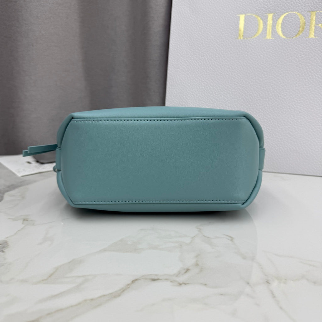 Dior D-Cushion Camera Bag — Tourmaline Blue Ultra-Soft Lambskin with Silver Hardware