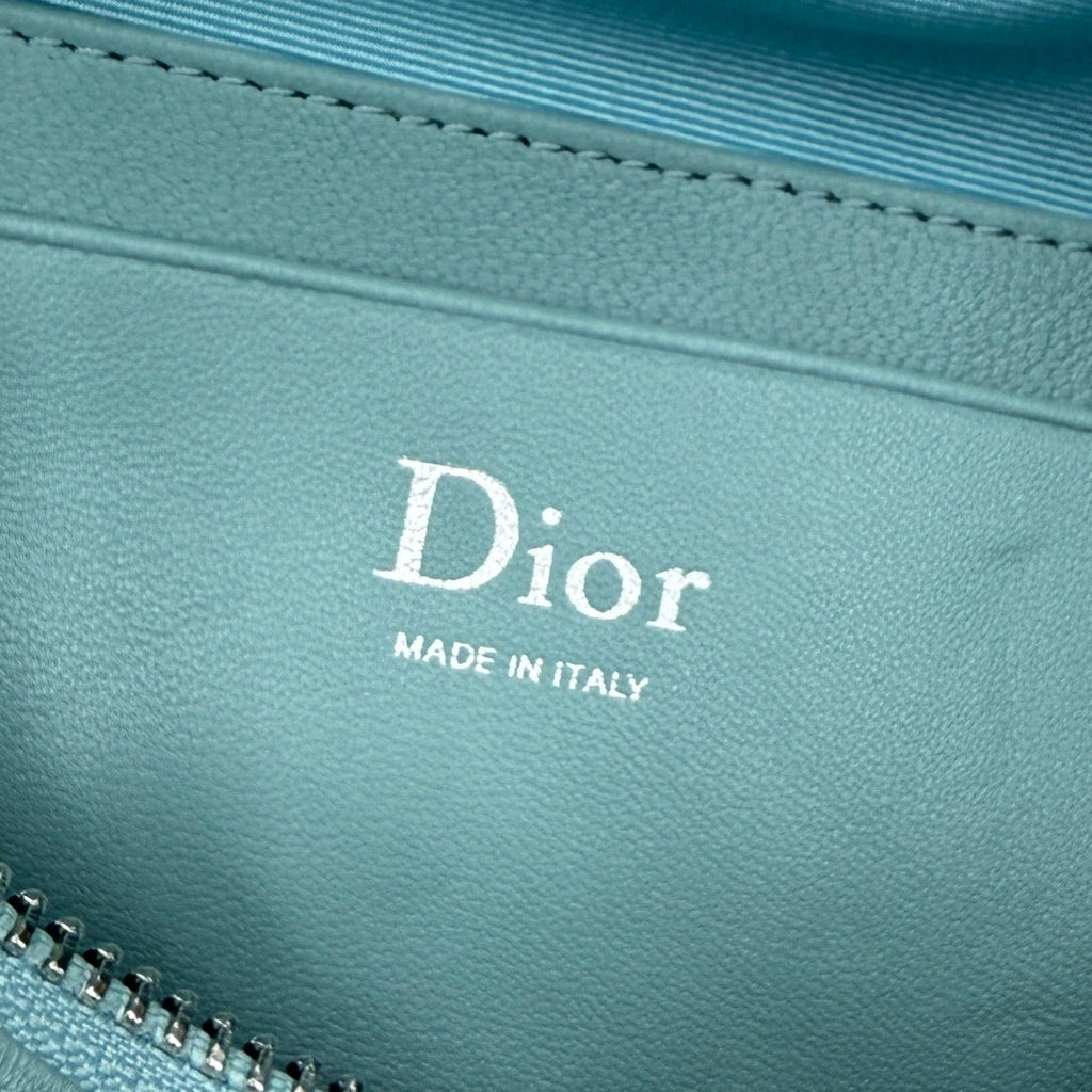 Dior D-Cushion Camera Bag — Tourmaline Blue Ultra-Soft Lambskin with Silver Hardware