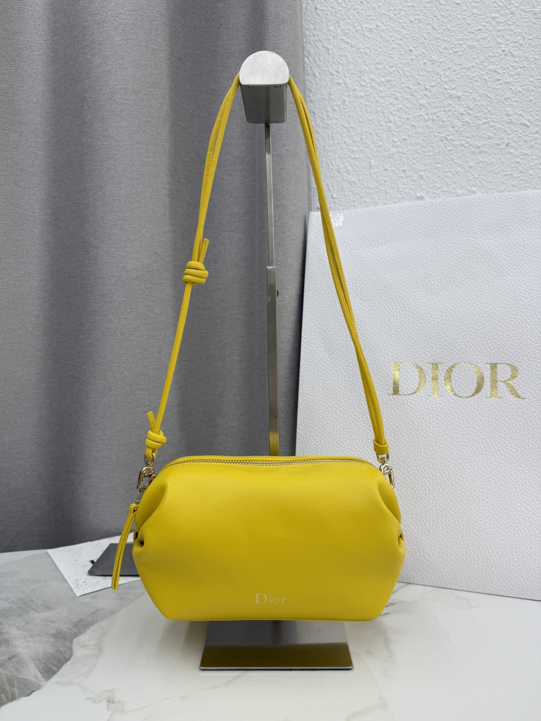 Dior D-Cushion Camera Bag — Sunshine Yellow Ultra-Soft Lambskin with Gold Hardware