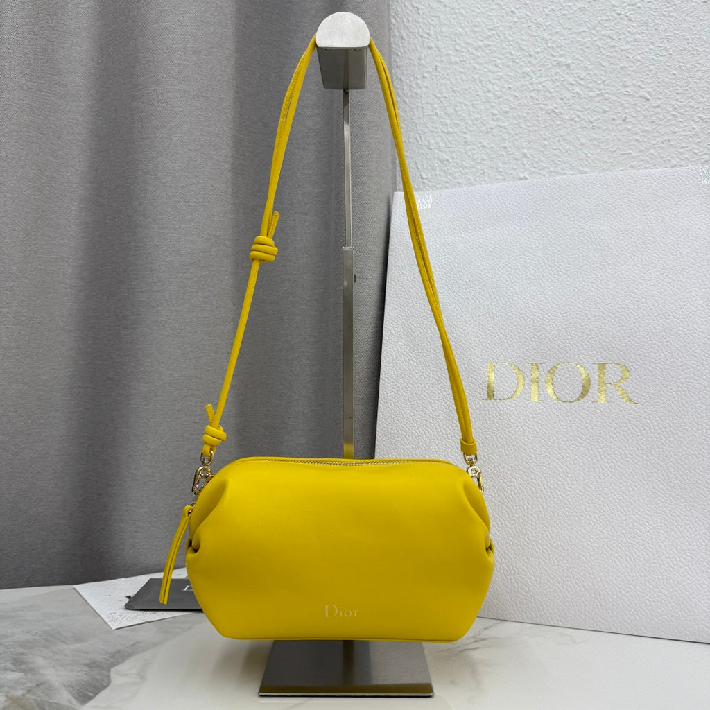 Dior D-Cushion Camera Bag — Sunshine Yellow Ultra-Soft Lambskin with Gold Hardware