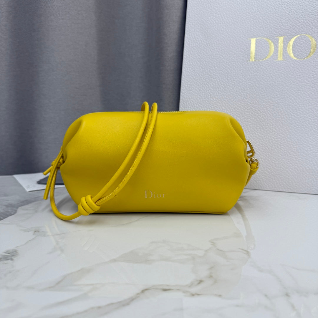 Dior D-Cushion Camera Bag — Sunshine Yellow Ultra-Soft Lambskin with Gold Hardware