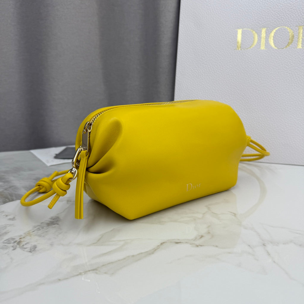 Dior D-Cushion Camera Bag — Sunshine Yellow Ultra-Soft Lambskin with Gold Hardware