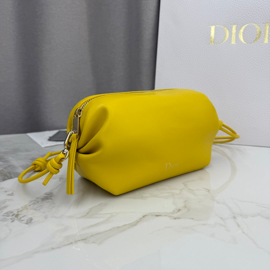 Dior D-Cushion Camera Bag — Sunshine Yellow Ultra-Soft Lambskin with Gold Hardware