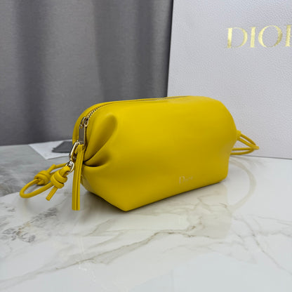 Dior D-Cushion Camera Bag — Sunshine Yellow Ultra-Soft Lambskin with Gold Hardware
