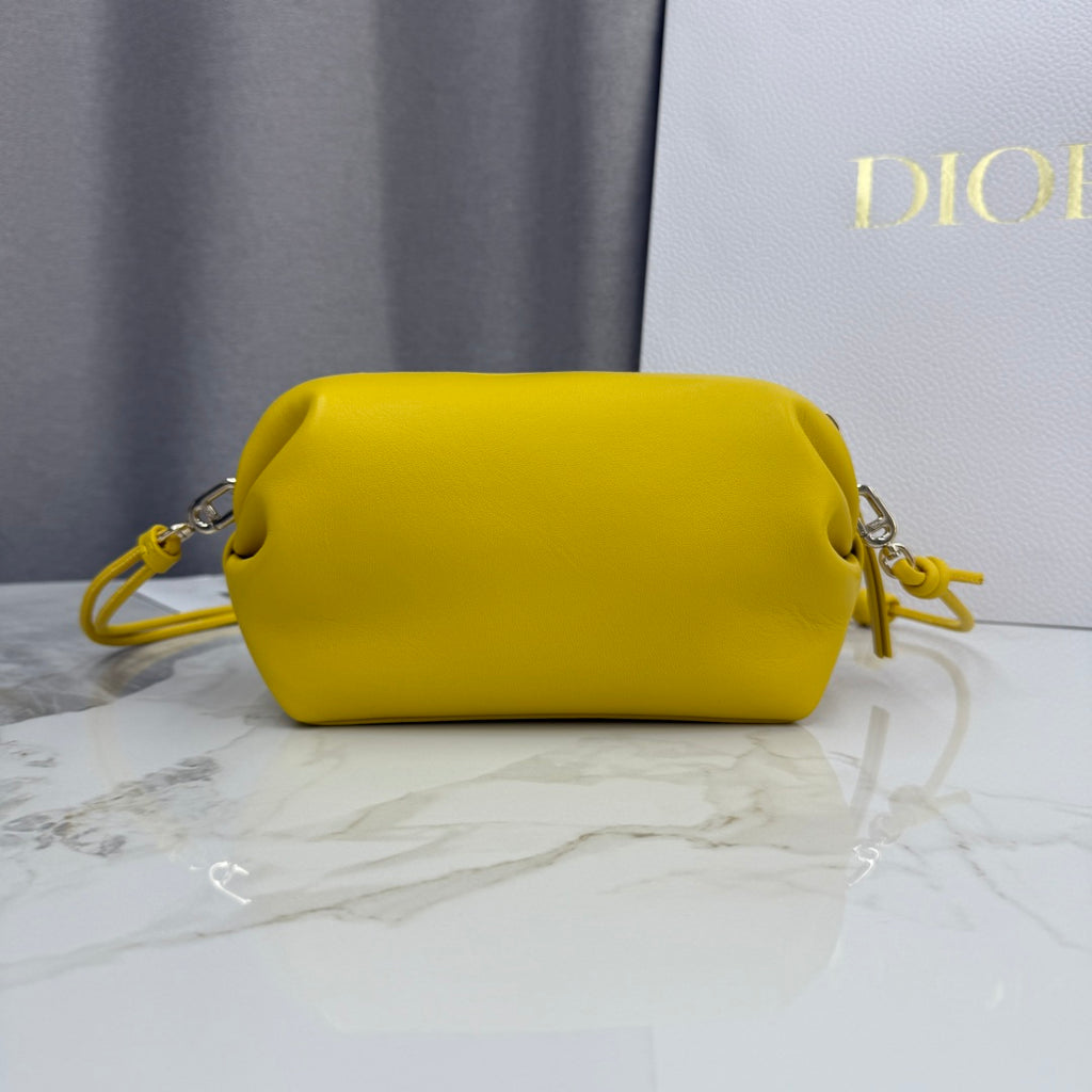 Dior D-Cushion Camera Bag — Sunshine Yellow Ultra-Soft Lambskin with Gold Hardware