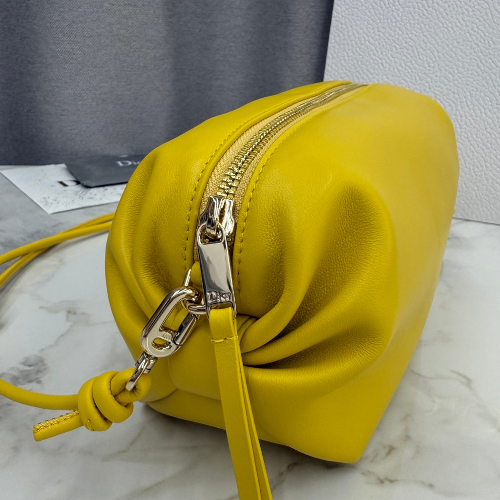 Dior D-Cushion Camera Bag — Sunshine Yellow Ultra-Soft Lambskin with Gold Hardware