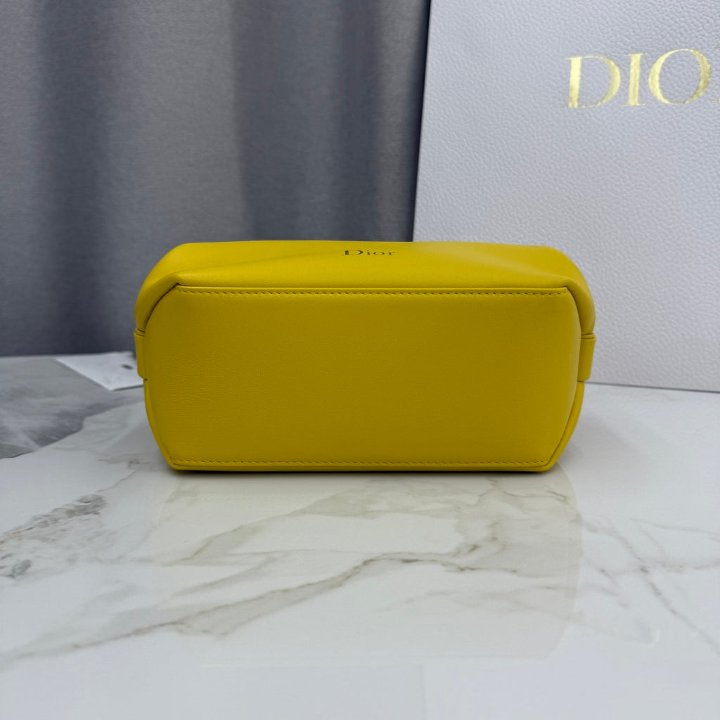 Dior D-Cushion Camera Bag — Sunshine Yellow Ultra-Soft Lambskin with Gold Hardware