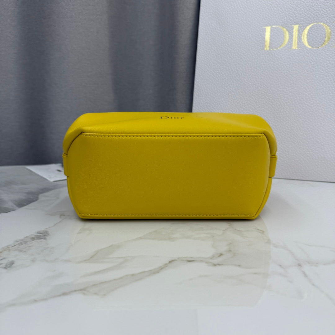 Dior D-Cushion Camera Bag — Sunshine Yellow Ultra-Soft Lambskin with Gold Hardware