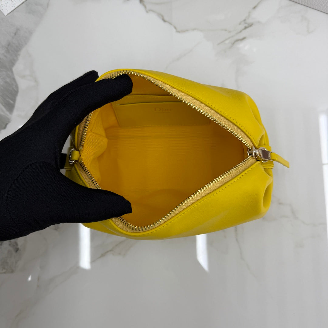 Dior D-Cushion Camera Bag — Sunshine Yellow Ultra-Soft Lambskin with Gold Hardware