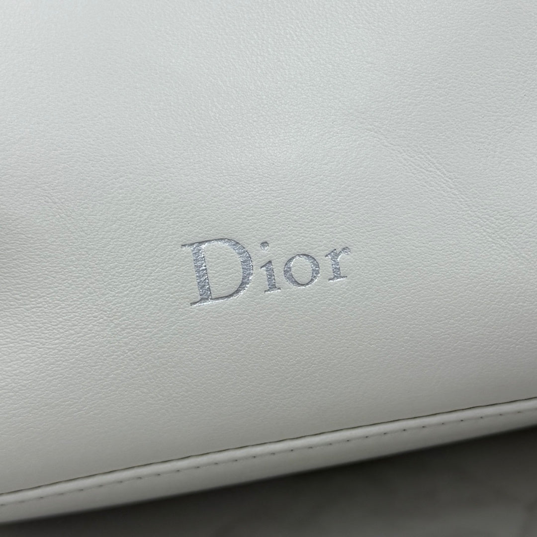 Dior D-Cushion Camera Bag — Milky White Ultra-Soft Lambskin with Silver Hardware