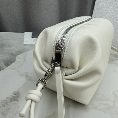 Dior D-Cushion Camera Bag — Milky White Ultra-Soft Lambskin with Silver Hardware