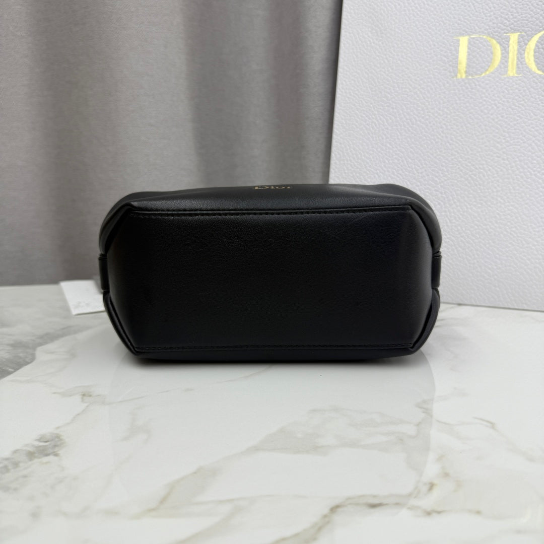 Dior D-Cushion Camera Bag — Black Ultra-Soft Lambskin with Gold Hardware