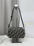 Dior D-Cushion Camera Bag — Blue Oblique Jacquard Canvas with Black Leather and Gold Hardware