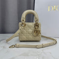 Dior Micro Lady Bag — Latte Beige Cannage Lambskin with Gold Hardware