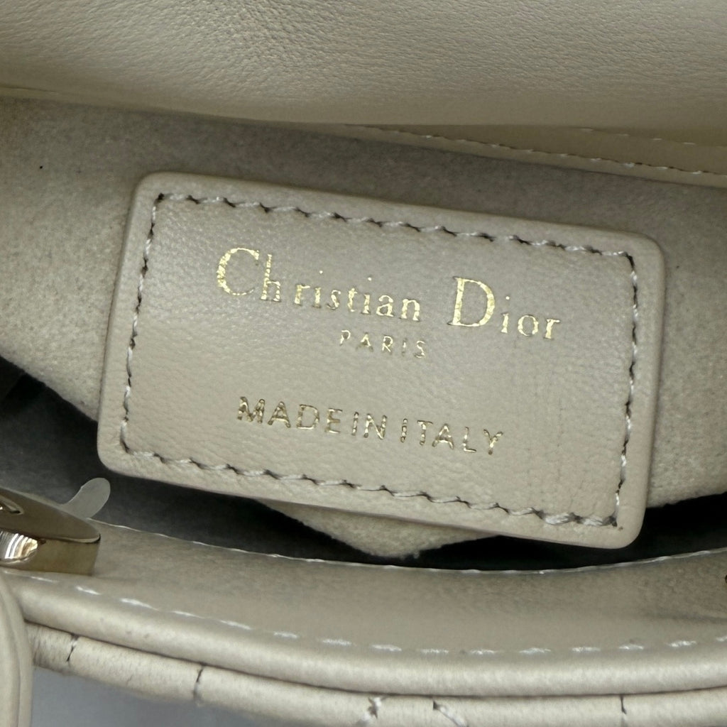 Dior Micro Lady Bag — Latte Beige Cannage Lambskin with Gold Hardware