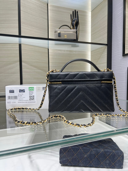 Chanel 26S V-Quilted LP Chain Handle Cosmetic Bag