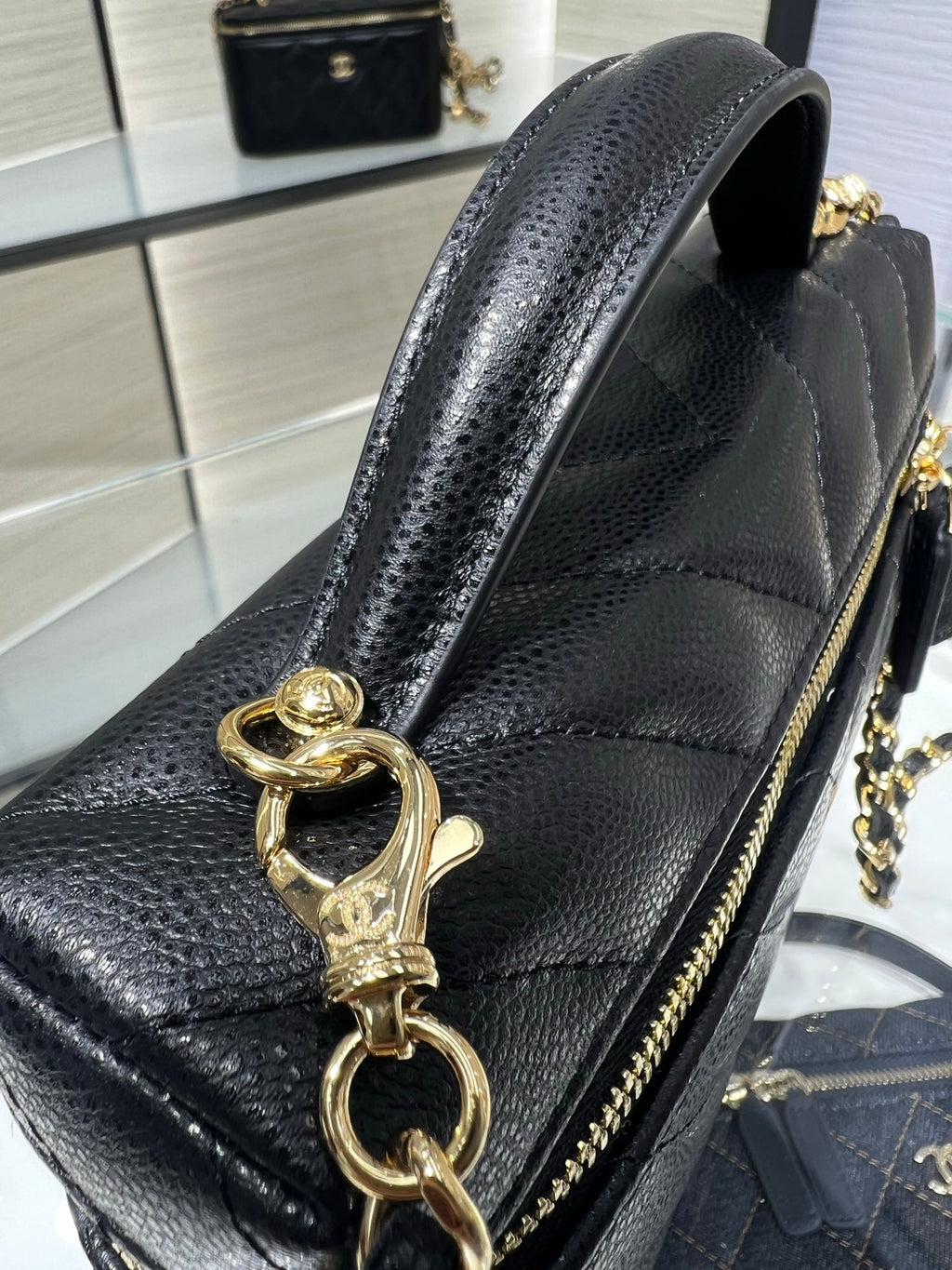 Chanel 26S V-Quilted LP Chain Handle Cosmetic Bag