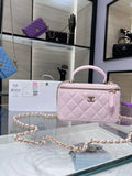Chanel 22S Vanity Case Box Bag Pink Quilted Calfskin