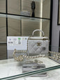 Chanel 25P Ultra Mini Vanity Case Grey Quilted Lambskin with Chain Handle AP2198