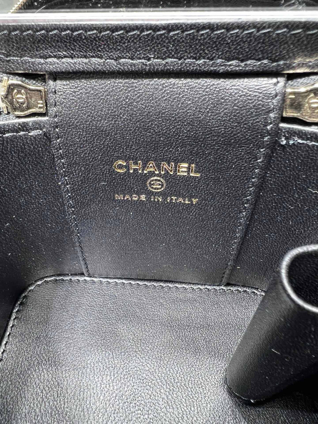 Chanel 24A Ultra Mini Vanity Case Black Quilted Caviar with Chain Handle AP2198