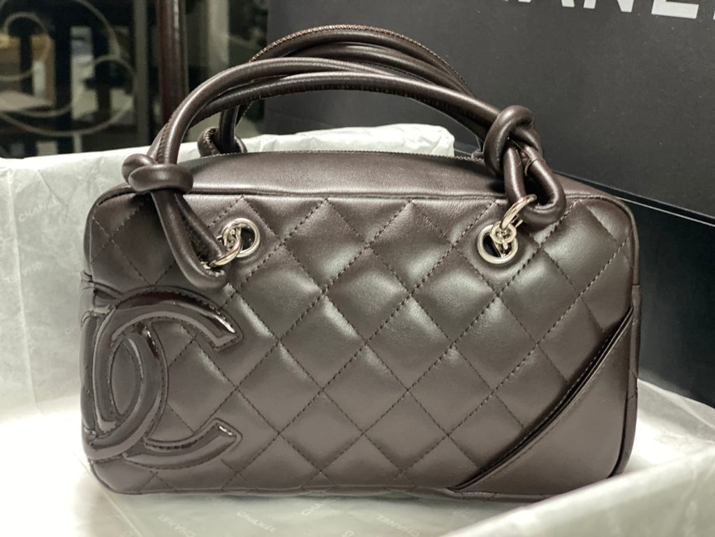 Chanel Cambon Bowler Bag Dark Grey Quilted Lambskin Silver Hardware