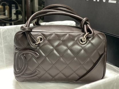 Chanel Cambon Bowler Bag Dark Grey Quilted Lambskin Silver Hardware