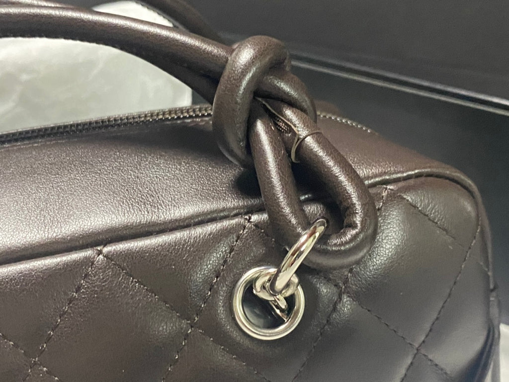 Chanel Cambon Bowler Bag Dark Grey Quilted Lambskin Silver Hardware