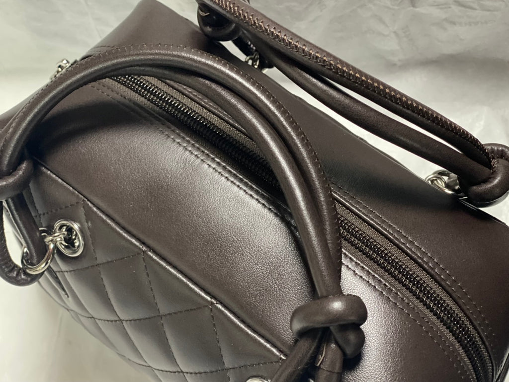 Chanel Cambon Bowler Bag Dark Grey Quilted Lambskin Silver Hardware