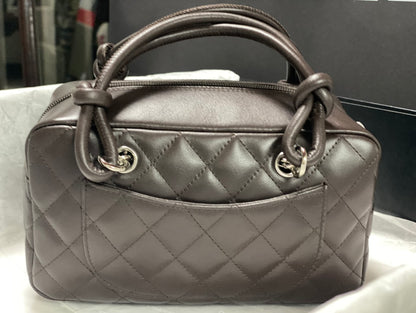 Chanel Cambon Bowler Bag Dark Grey Quilted Lambskin Silver Hardware