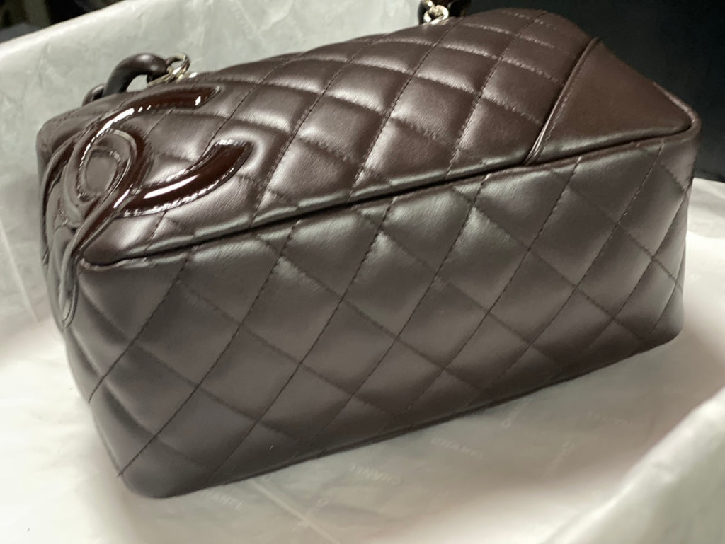 Chanel Cambon Bowler Bag Dark Grey Quilted Lambskin Silver Hardware
