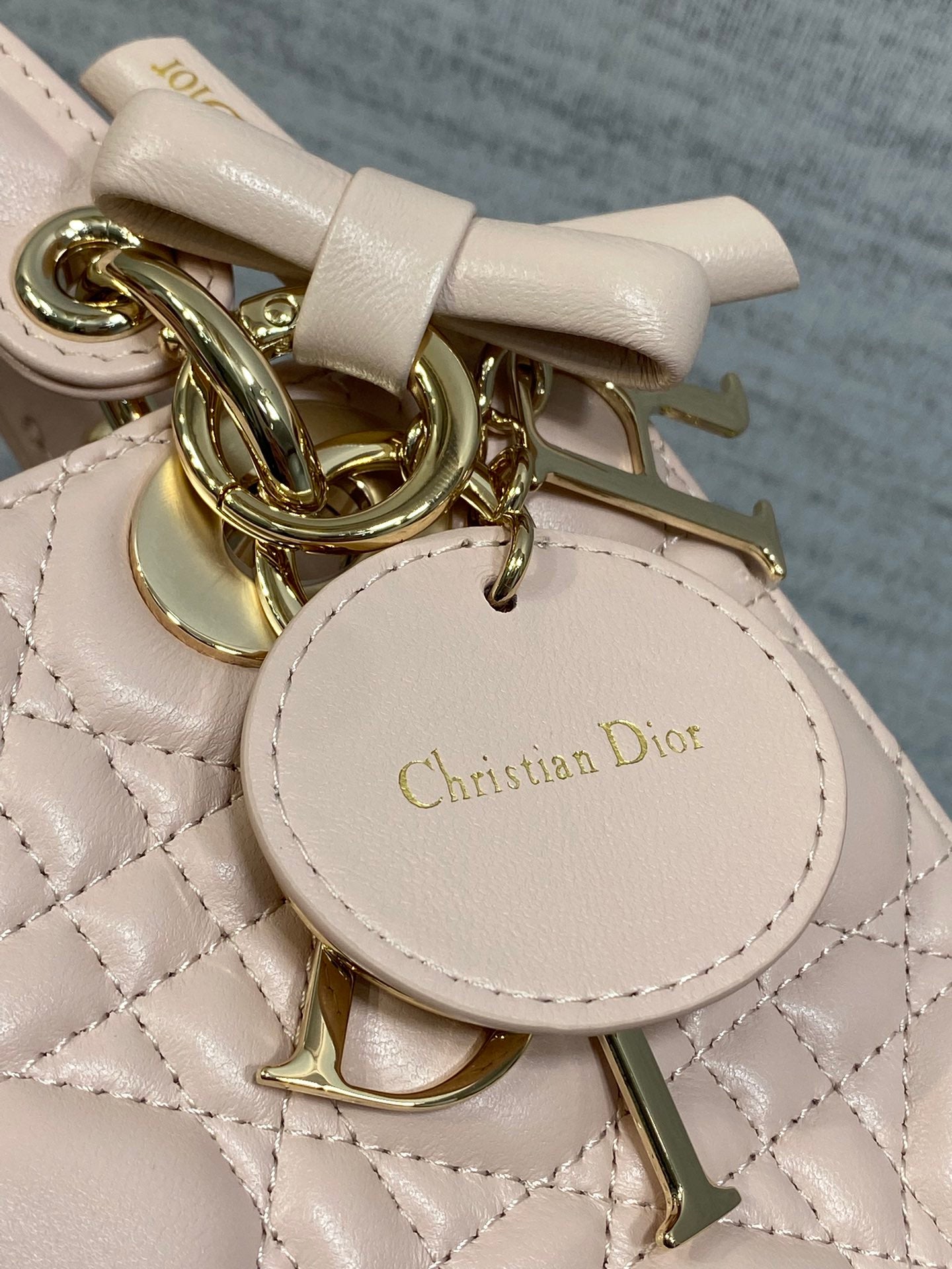 Dior Lady Dior Medium Bag Powder Pink Cannage Lambskin Bow Gold Hardware