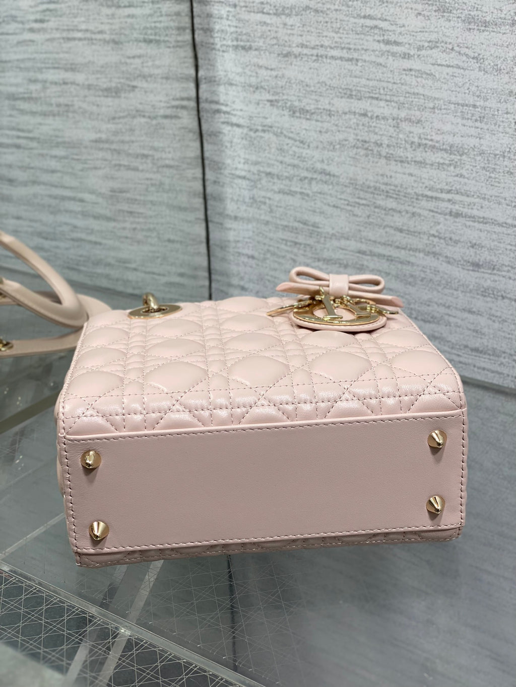 Dior Lady Dior Medium Bag Powder Pink Cannage Lambskin Bow Gold Hardware