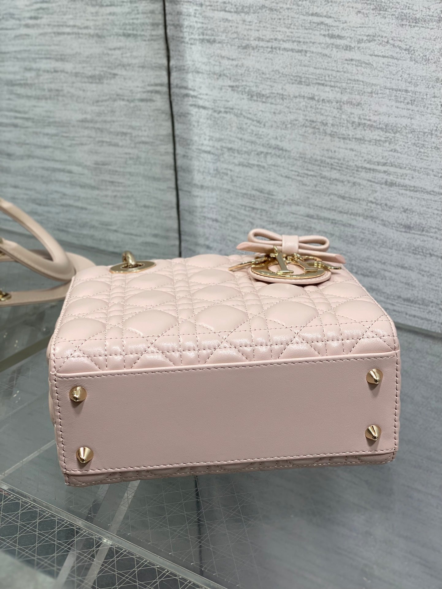 Dior Lady Dior Medium Bag Powder Pink Cannage Lambskin Bow Gold Hardware
