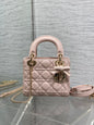 Dior Lady Dior Mini Bag Powder Pink Cannage Lambskin Bow Gold Hardware