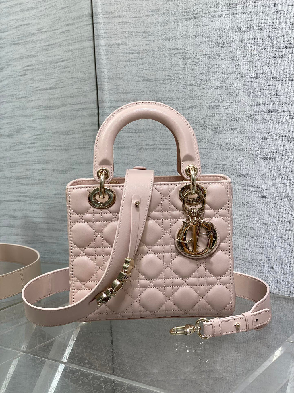 Dior Lady Dior Medium Bag Blush Pink Cannage Lambskin Light Gold Hardware