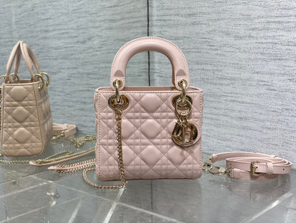 Dior Lady Dior Mini Bag Blush Pink Cannage Lambskin Light Gold Hardware