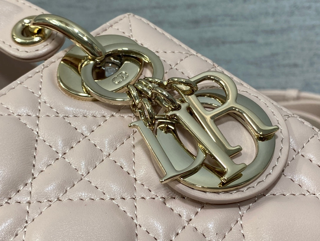 Dior Lady Dior Mini Bag Blush Pink Cannage Lambskin Light Gold Hardware