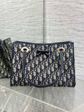 Dior 2026 Spring Summer Oblique Jacquard Tote Bag with Bow Navy Blue
