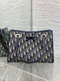 Dior 2026 Spring Summer Oblique Jacquard Tote Bag with Bow Navy Blue