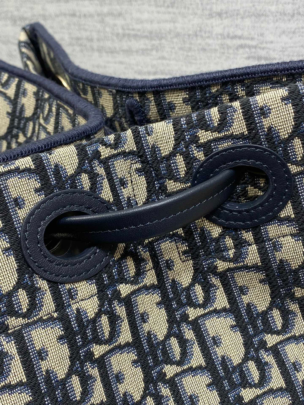 Dior 2026 Spring Summer Oblique Jacquard Tote Bag with Bow Navy Blue