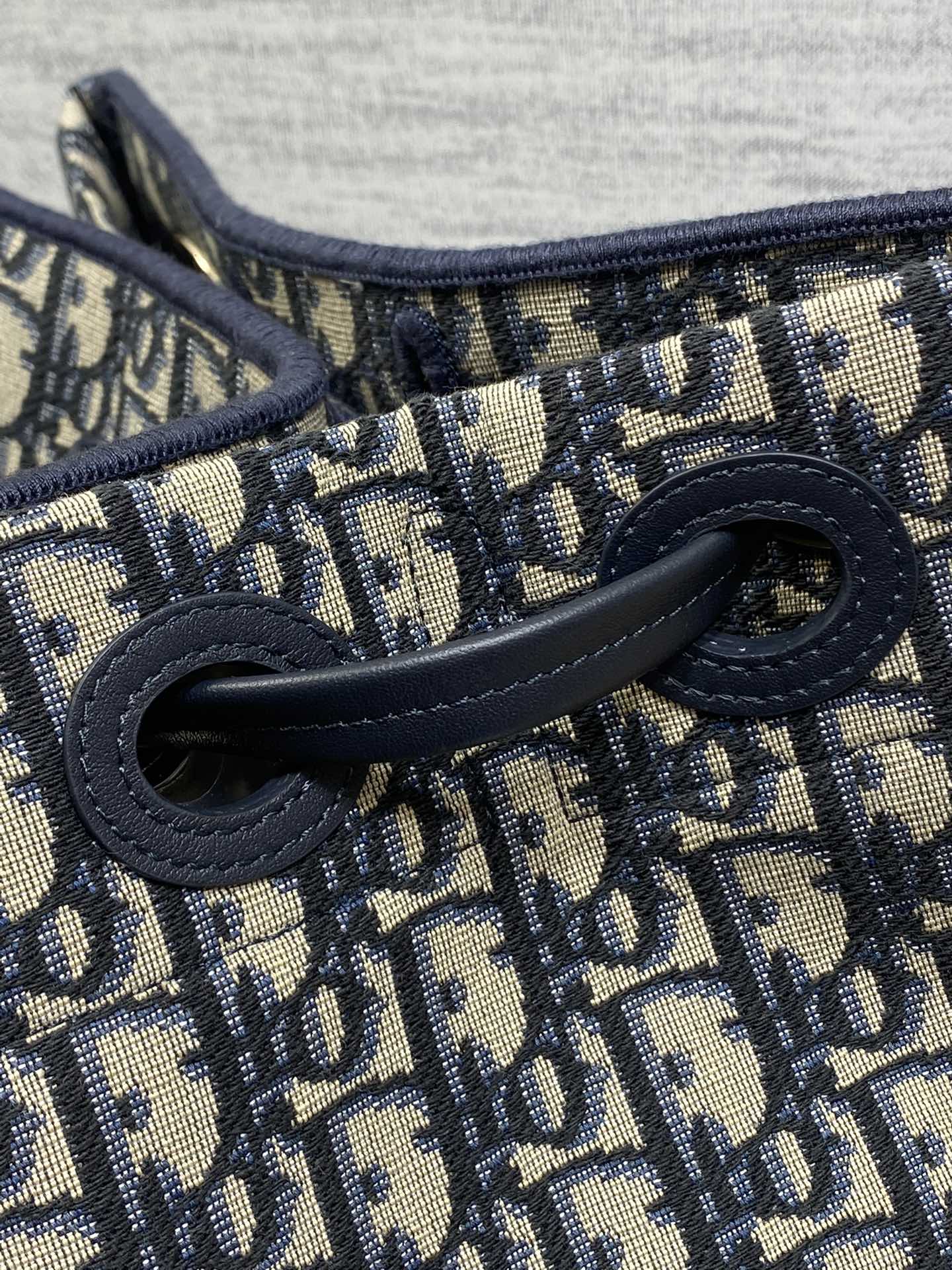 Dior 2026 Spring Summer Oblique Jacquard Tote Bag with Bow Navy Blue