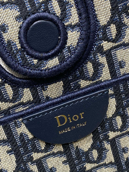 Dior 2026 Spring Summer Oblique Jacquard Tote Bag with Bow Navy Blue