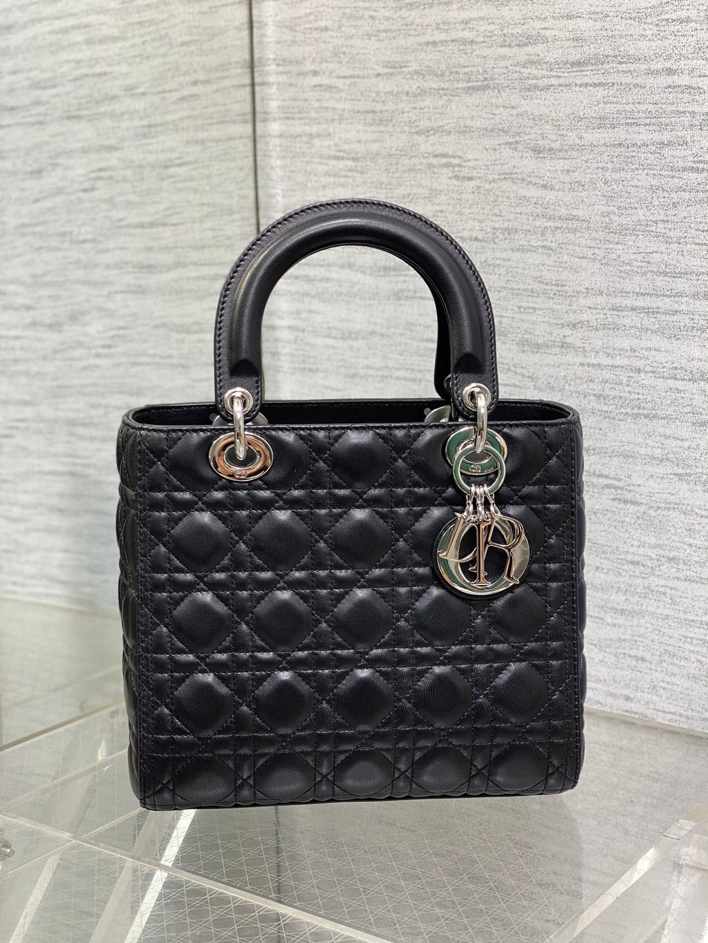 Dior Lady Dior Large Bag Black Cannage Lambskin Silver Hardware