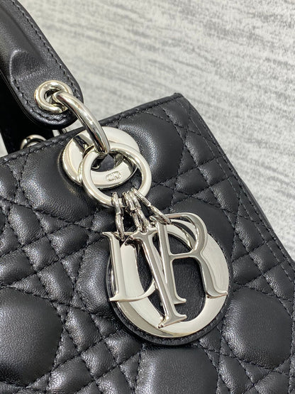 Dior Lady Dior Large Bag Black Cannage Lambskin Silver Hardware